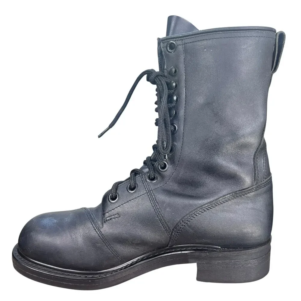 Vintage Biltrite Black Leather Steel Toe Combat Boots Size 8.5 R